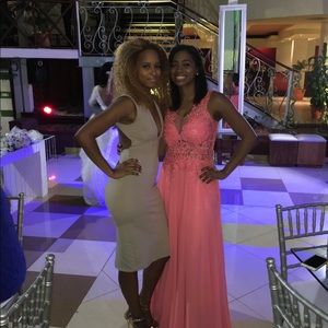 Plunge Neck Open Back Midi Dress